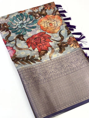 Elegant Kota Doriya Kalamkari Printed Saree