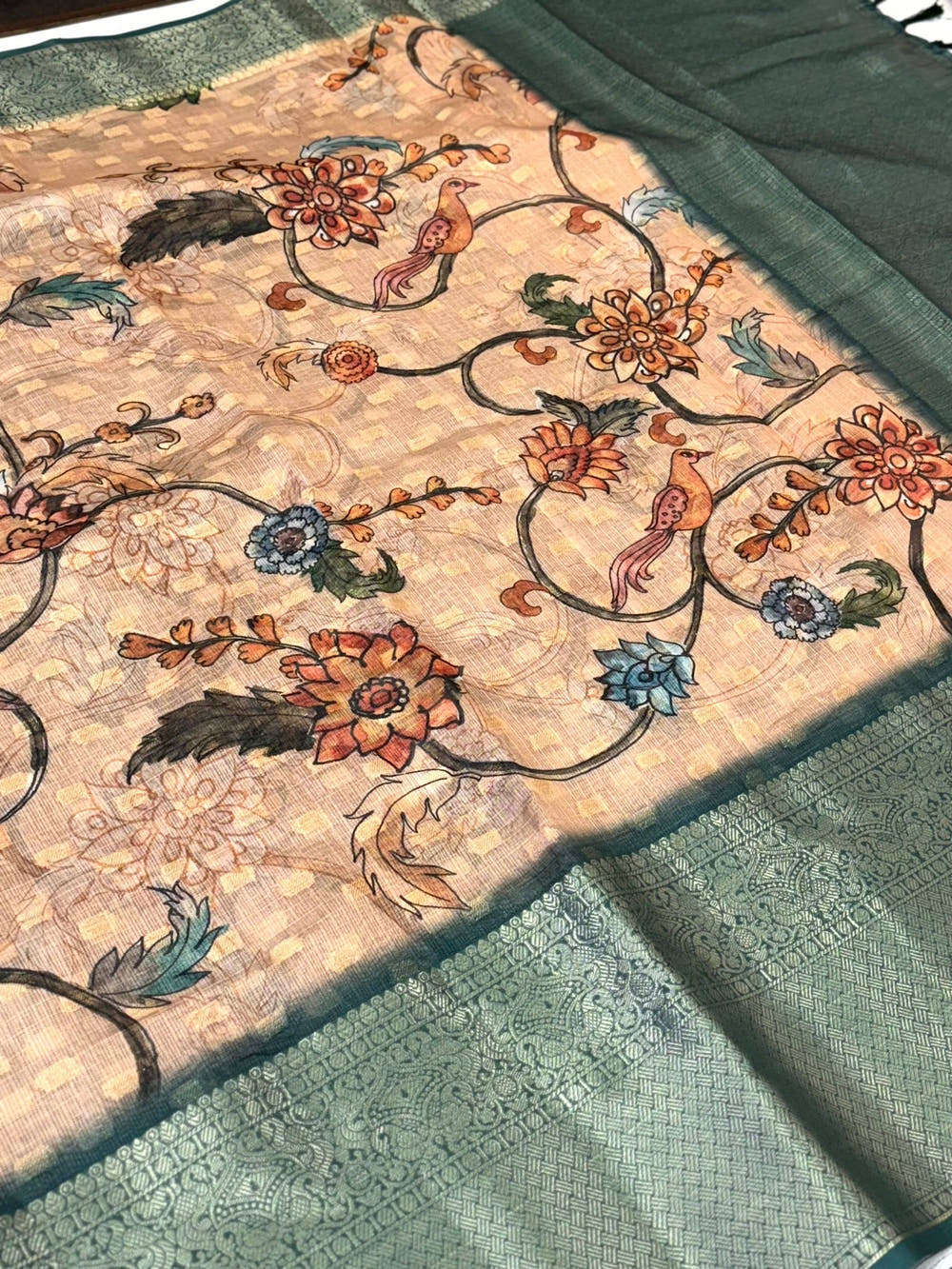 Graceful Kota Doriya Kalamkari Printed Saree


