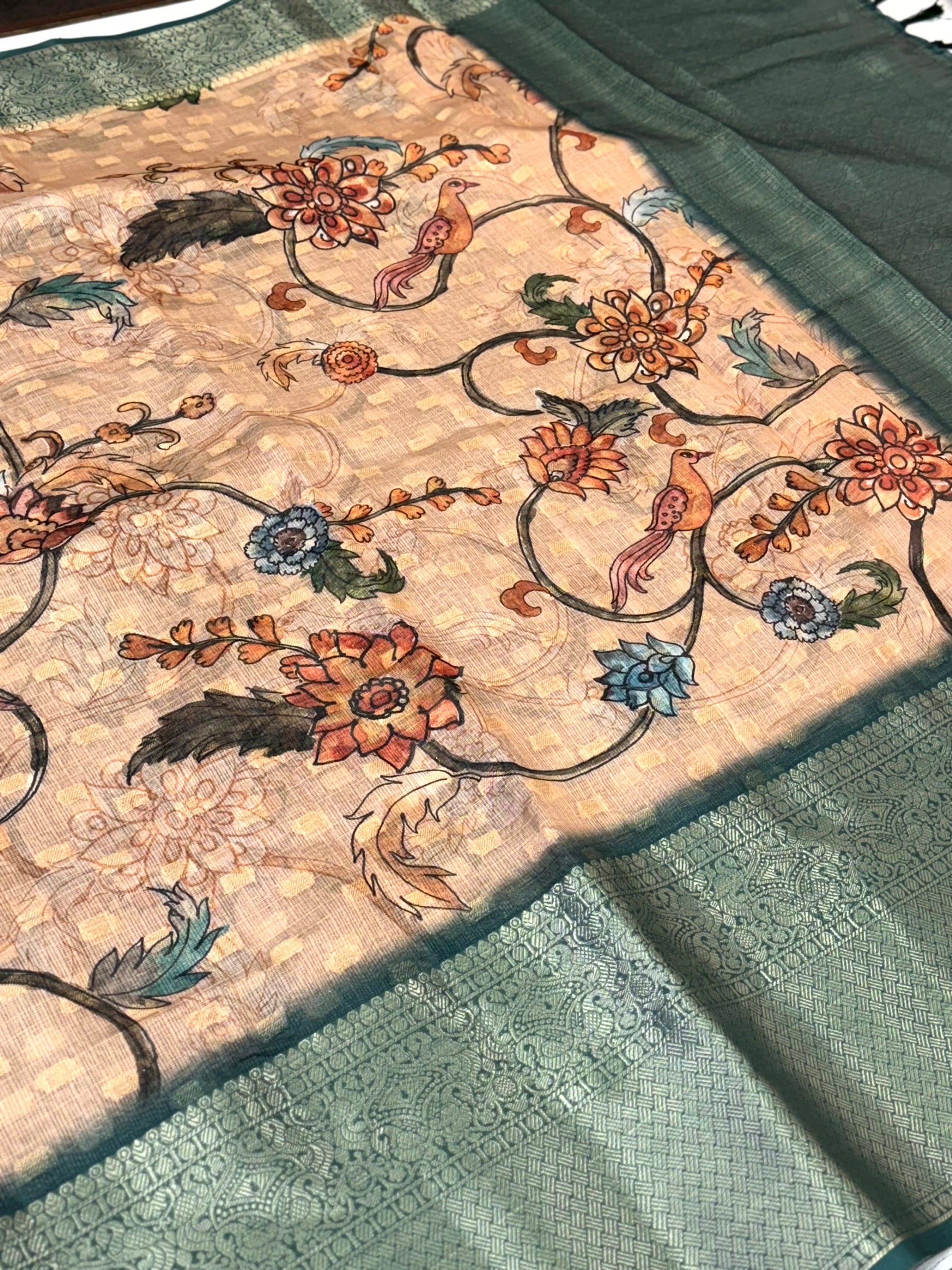 Graceful Kota Doriya Kalamkari Printed Saree



