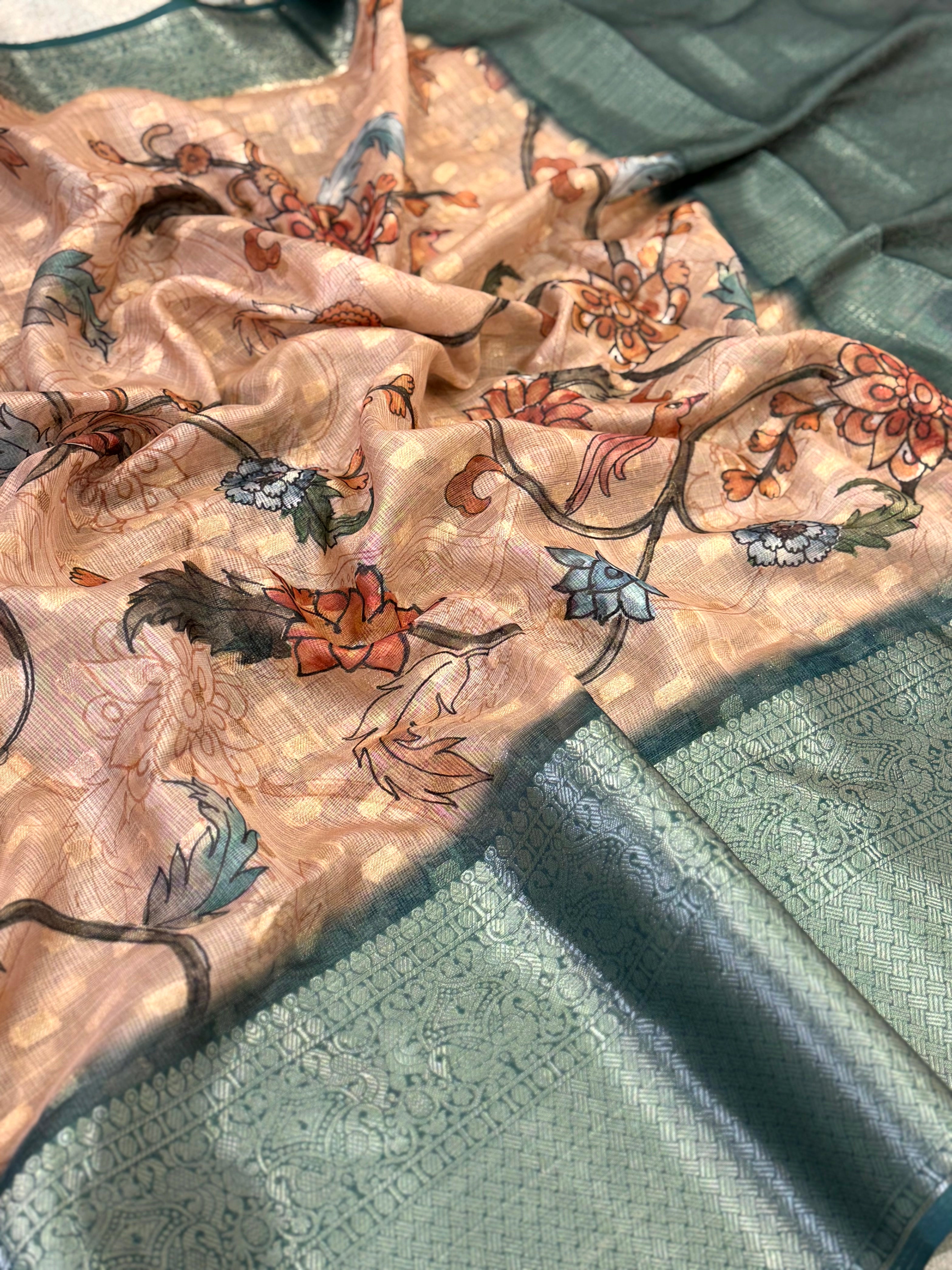 Graceful Kota Doriya Kalamkari Printed Saree


