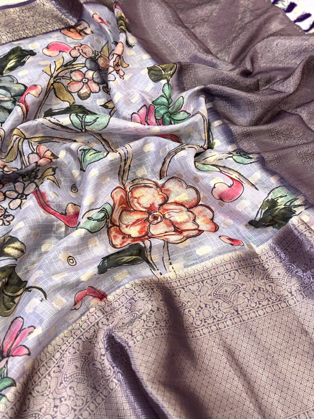 Heritage Kota Doriya Kalamkari Printed Saree