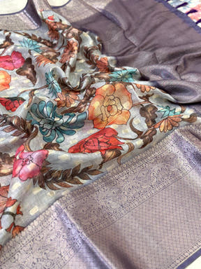 Elegant Kota Doriya Kalamkari Printed Saree