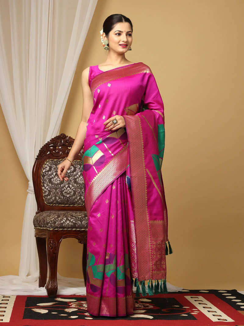 Banarasi Katan Silk Zari Design Festive Wear Saree