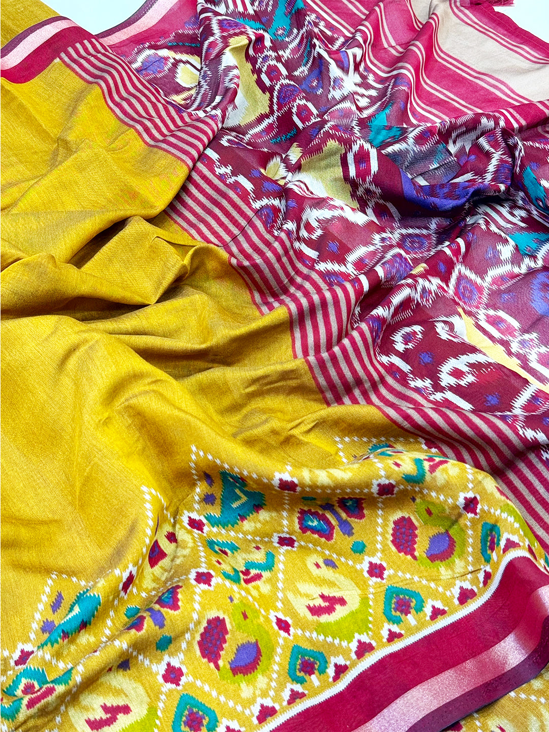 Yellow Pochampally Mul Cotton Saree


