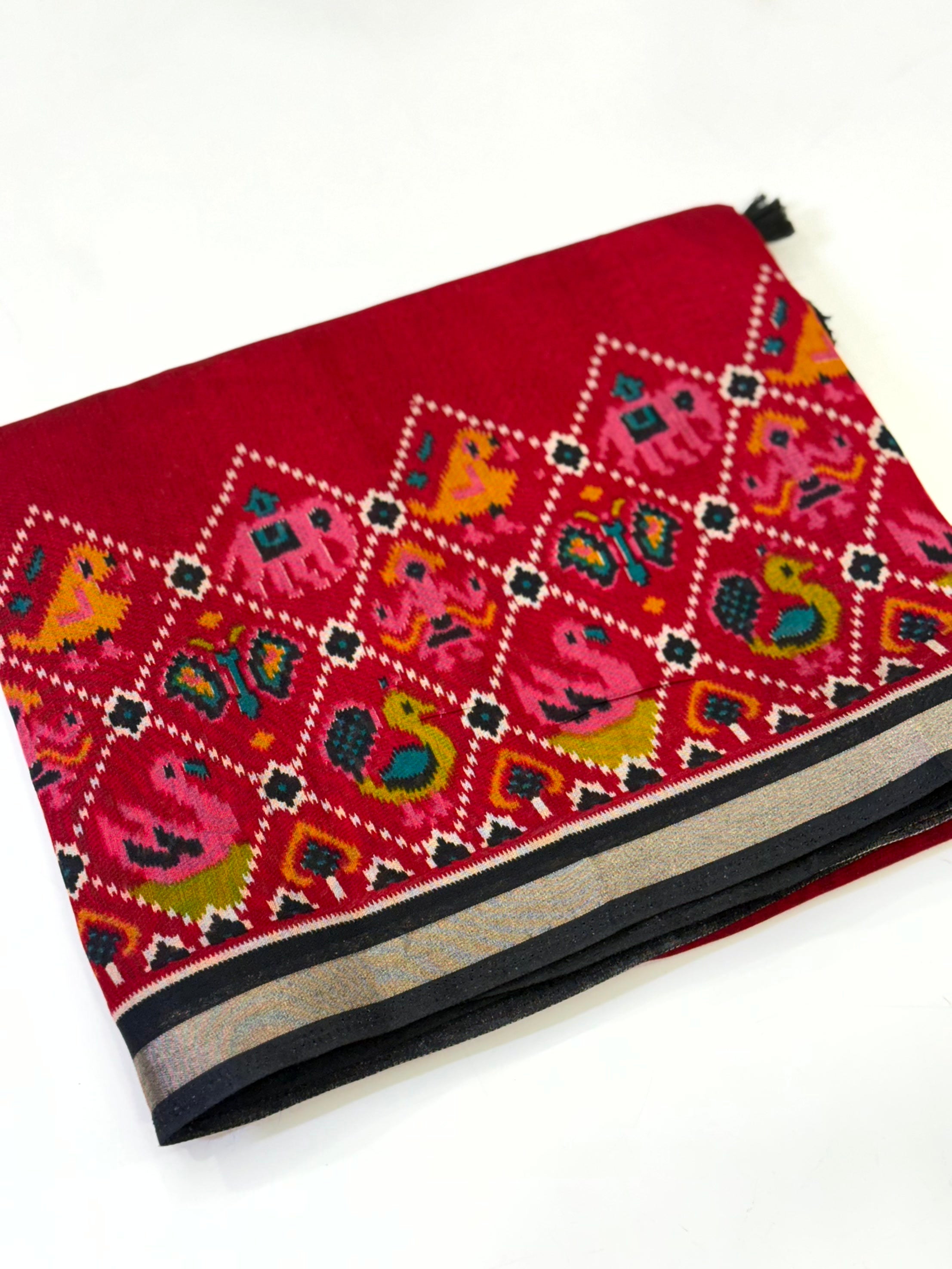 Red Pochampally Mul Cotton Saree