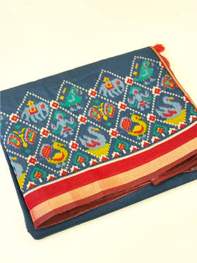 Navy Pochampally Mul Cotton Saree


