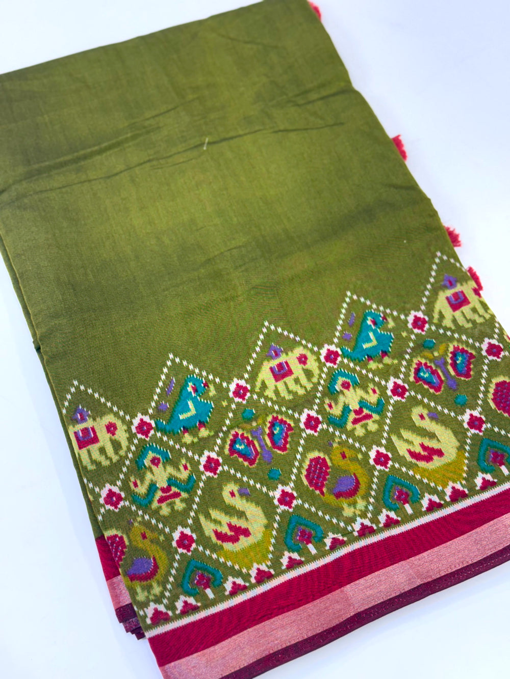 Green Pochampally Mul Cotton Saree