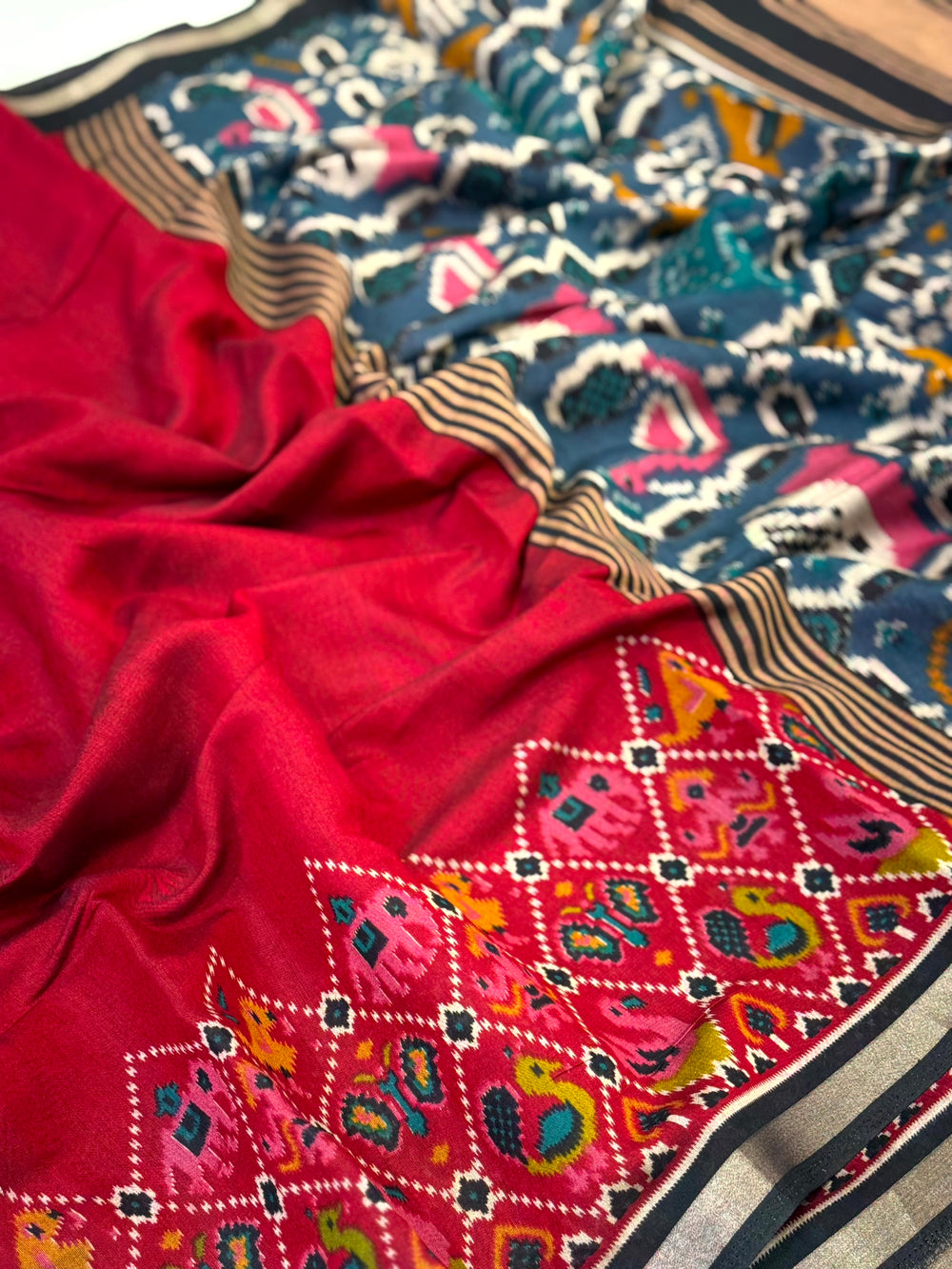 Red Pochampally Mul Cotton Saree