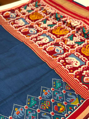 Navy Pochampally Mul Cotton Saree


