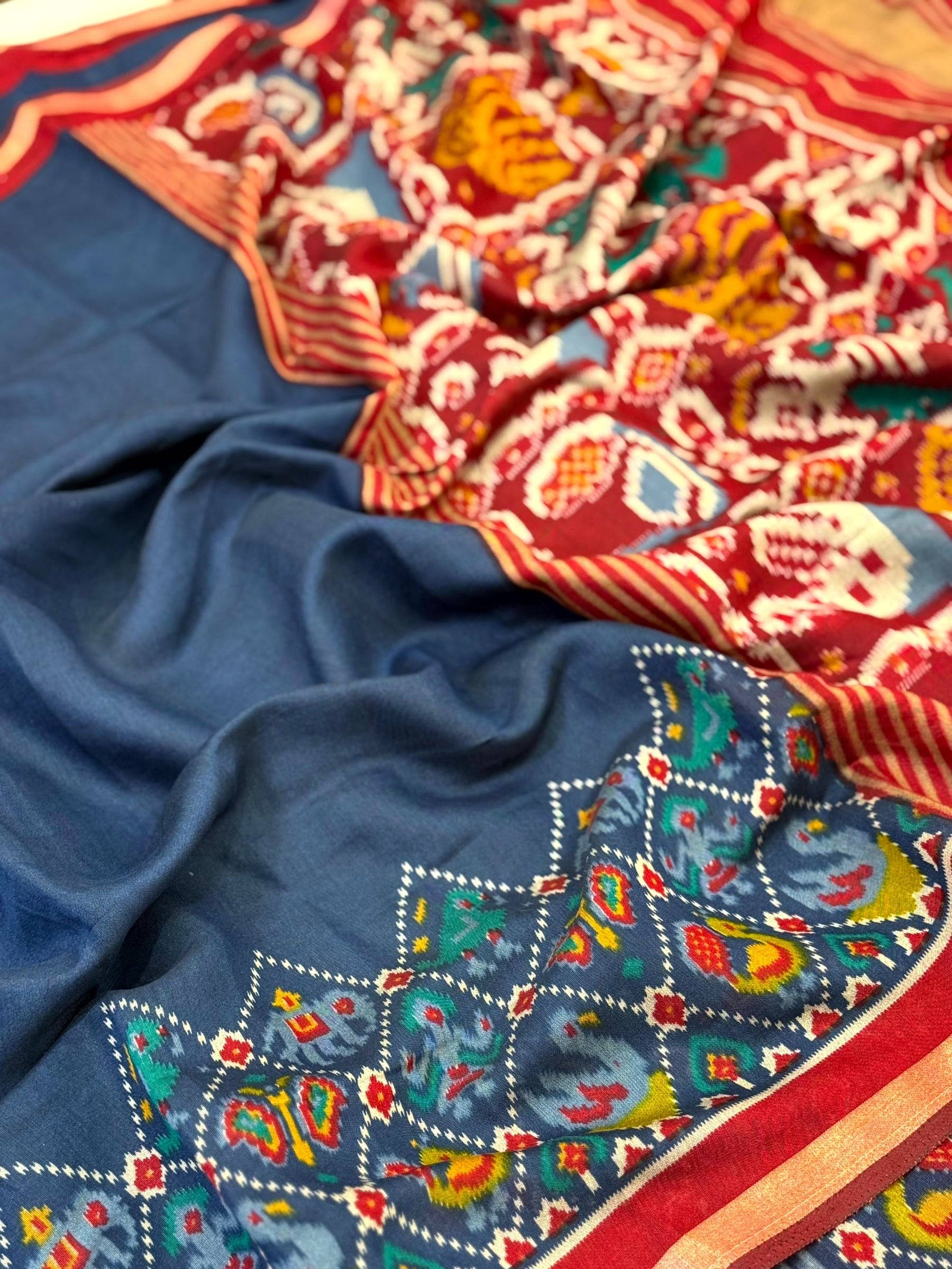Navy Pochampally Mul Cotton Saree


