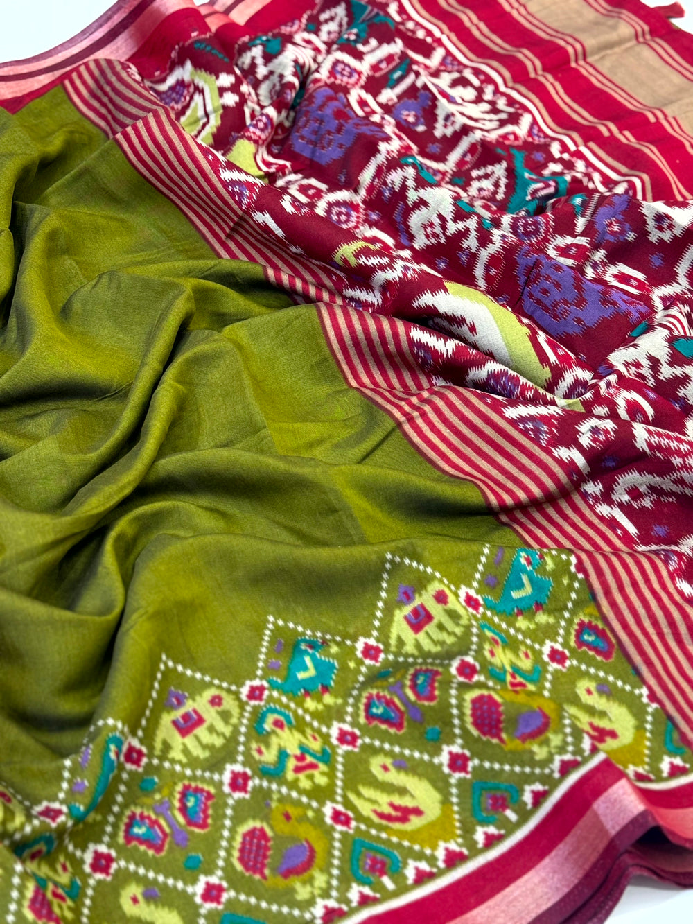 Green Pochampally Mul Cotton Saree