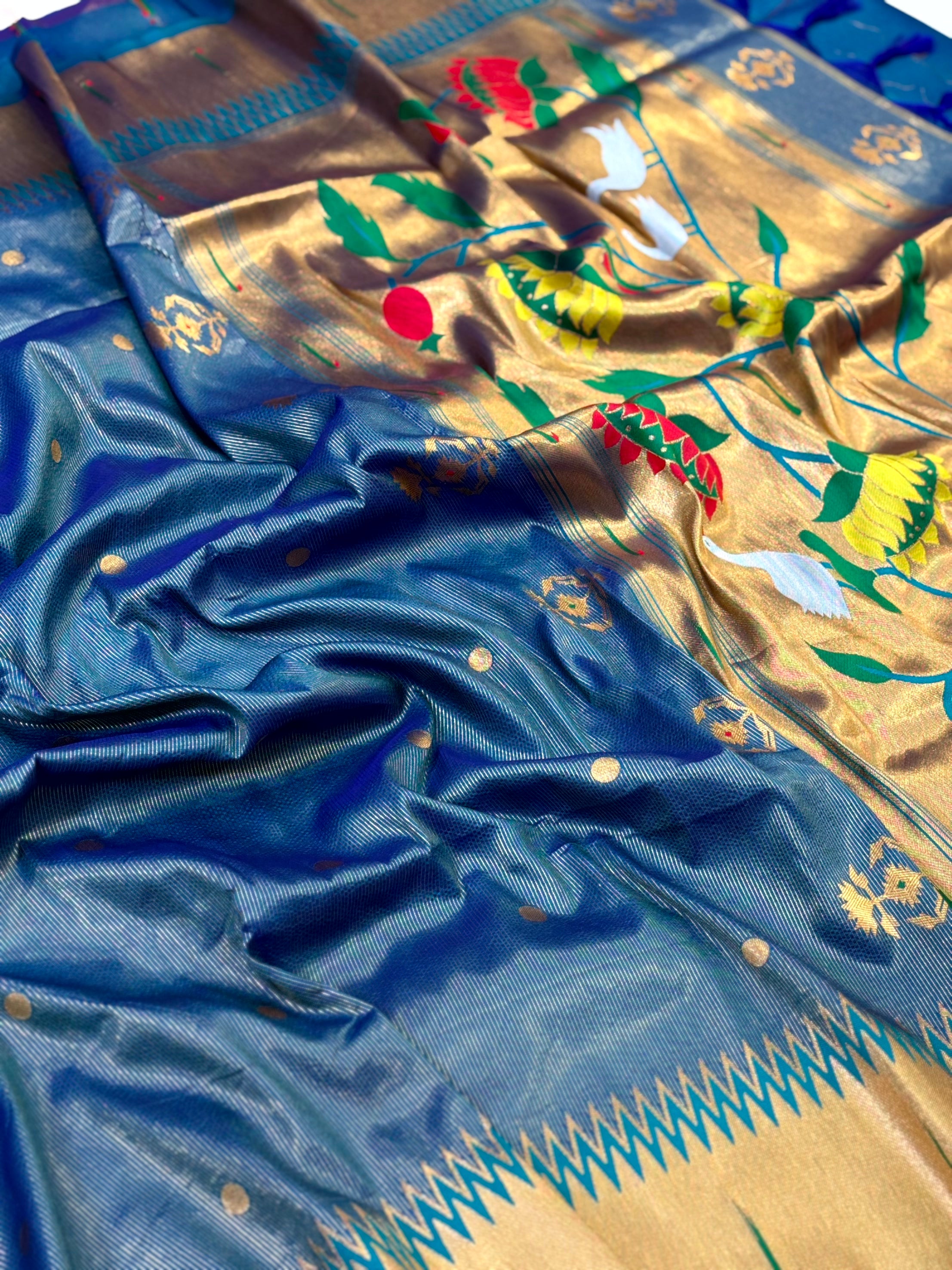 Golden Grace Zari Tissue Paithani Saree