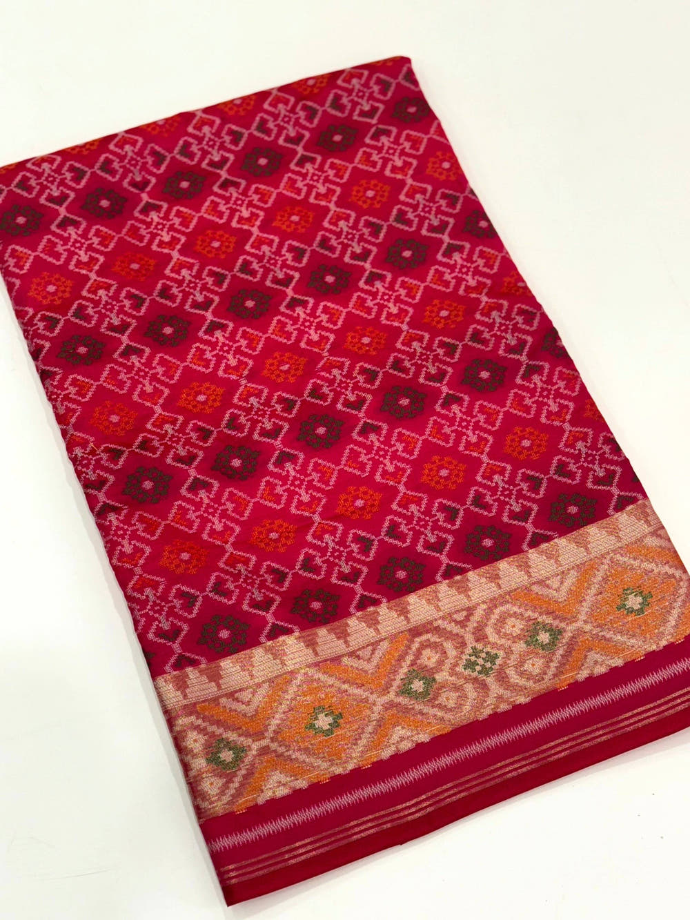 Pink Double Ikkat Heritage  Saree
