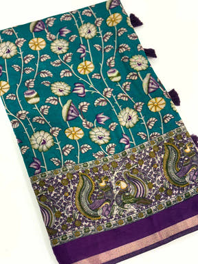 Rama Mal Cotton Pen Kalamkari Saree