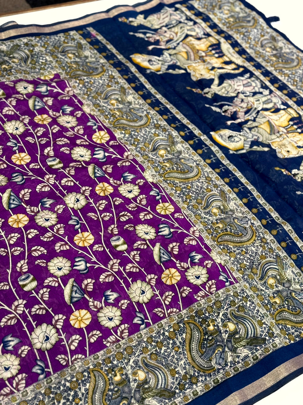 Jamun Mal Cotton Pen Kalamkari Saree