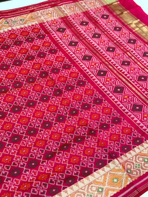 Pink Double Ikkat Heritage  Saree