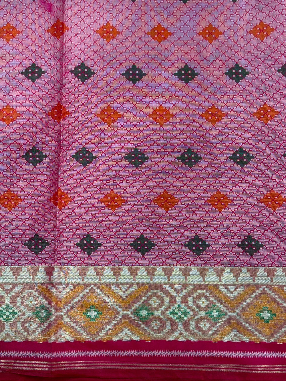 Pink Double Ikkat Heritage  Saree