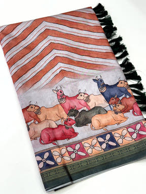 Royal Soft Silk Ikkat Kalamkari Saree