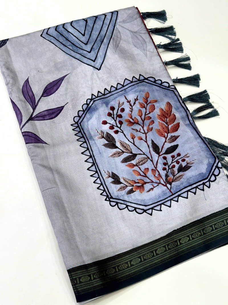 Heritage Rudraksh Border Floral Saree