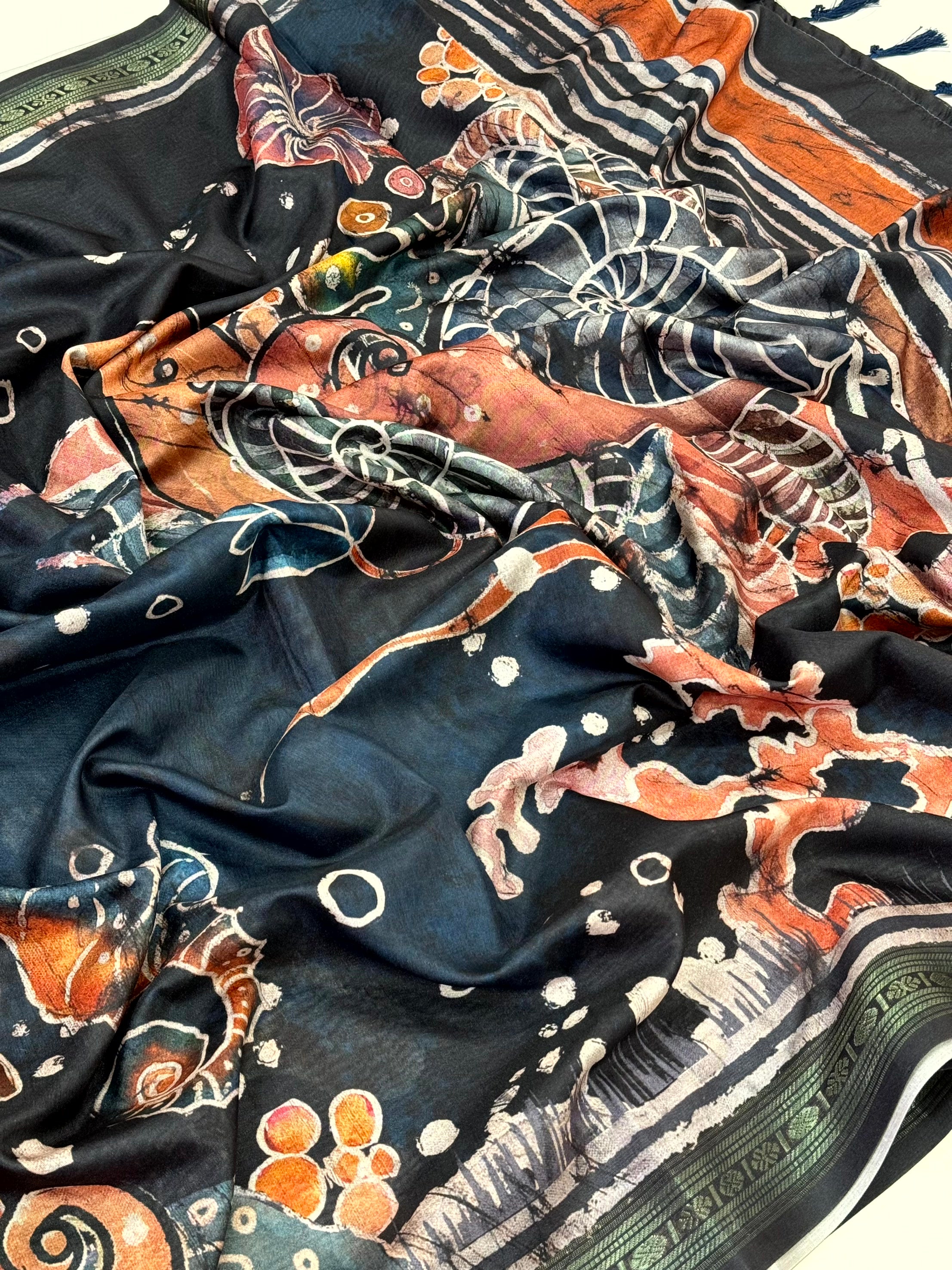 Majestic Gold Zari Digital Silk Saree


