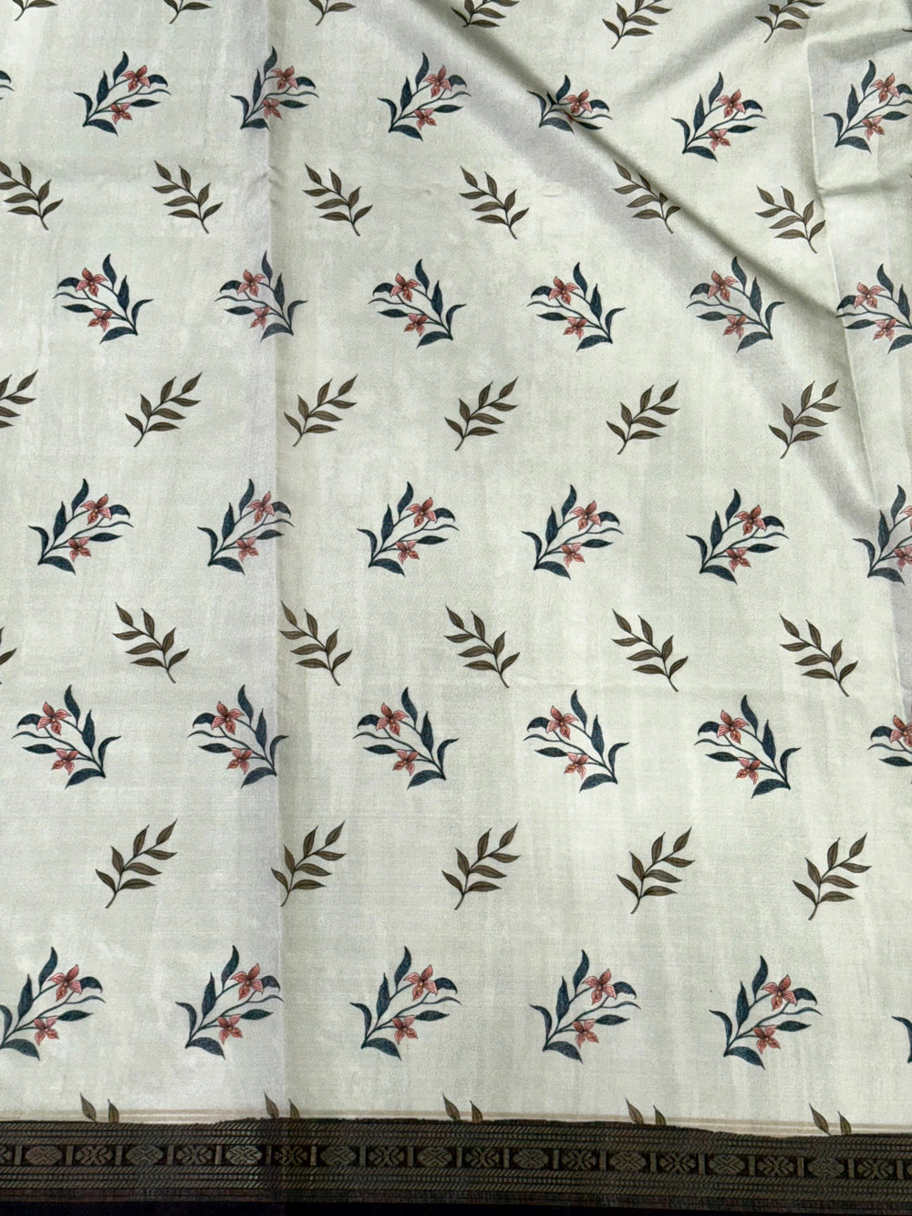 Elegant Rudraksh Border Floral Saree


