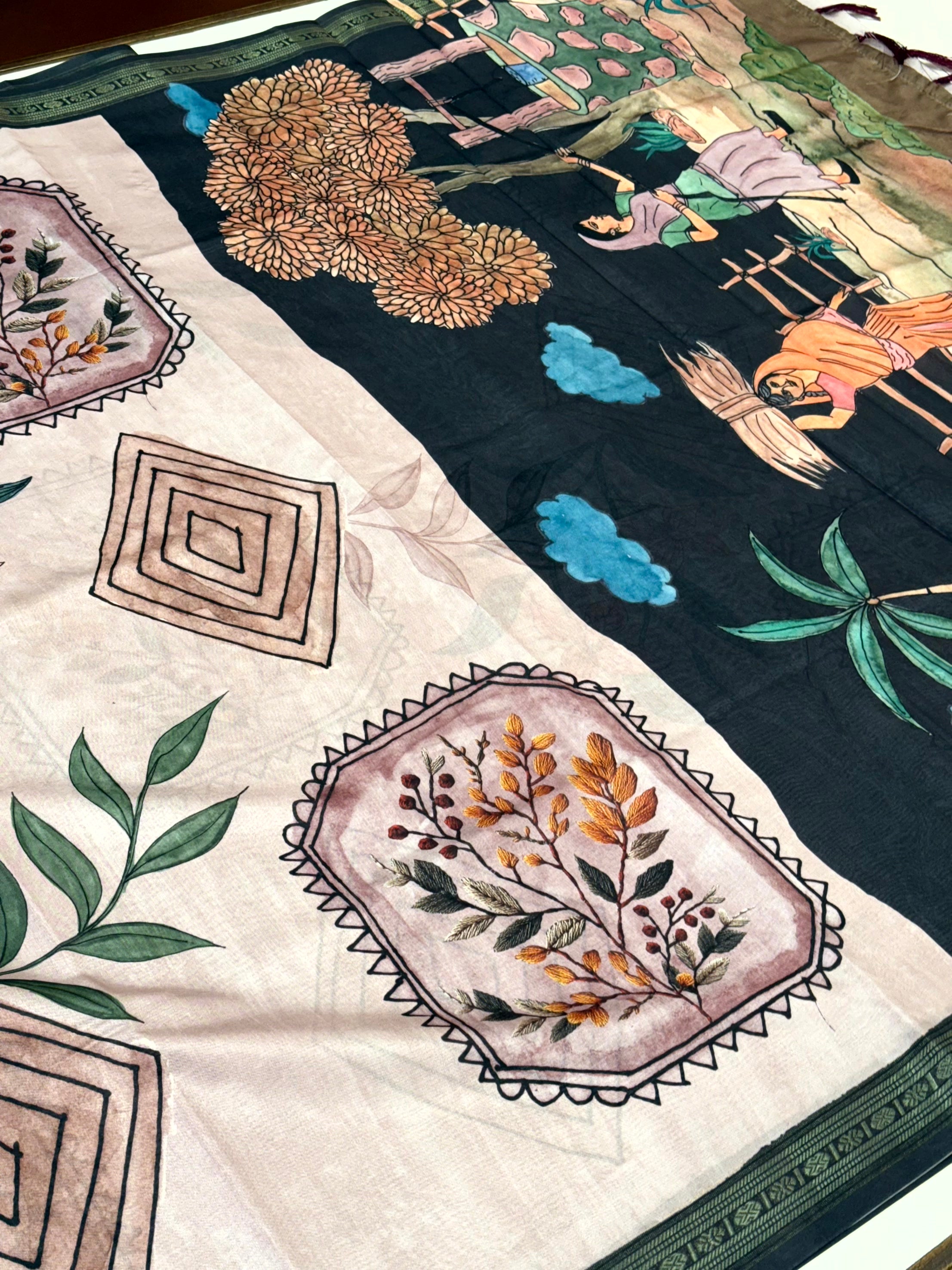 Radiance Rudraksh Border Floral Saree