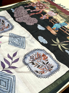 Heritage Rudraksh Border Floral Saree


