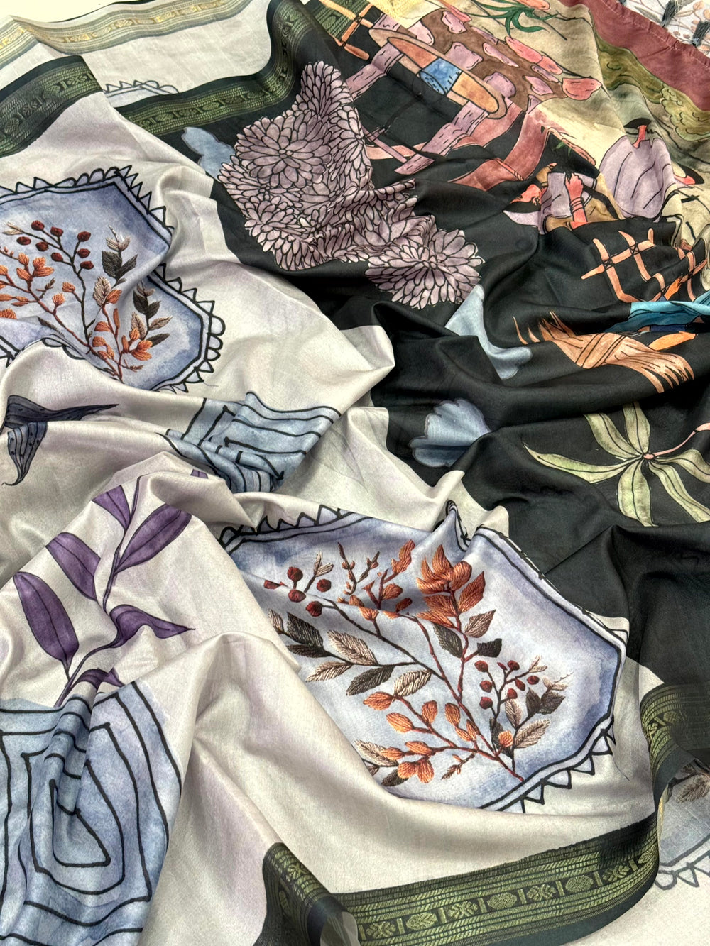 Heritage Rudraksh Border Floral Saree


