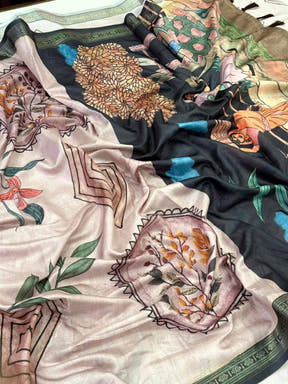 Radiant Rudraksh Border Floral Saree


