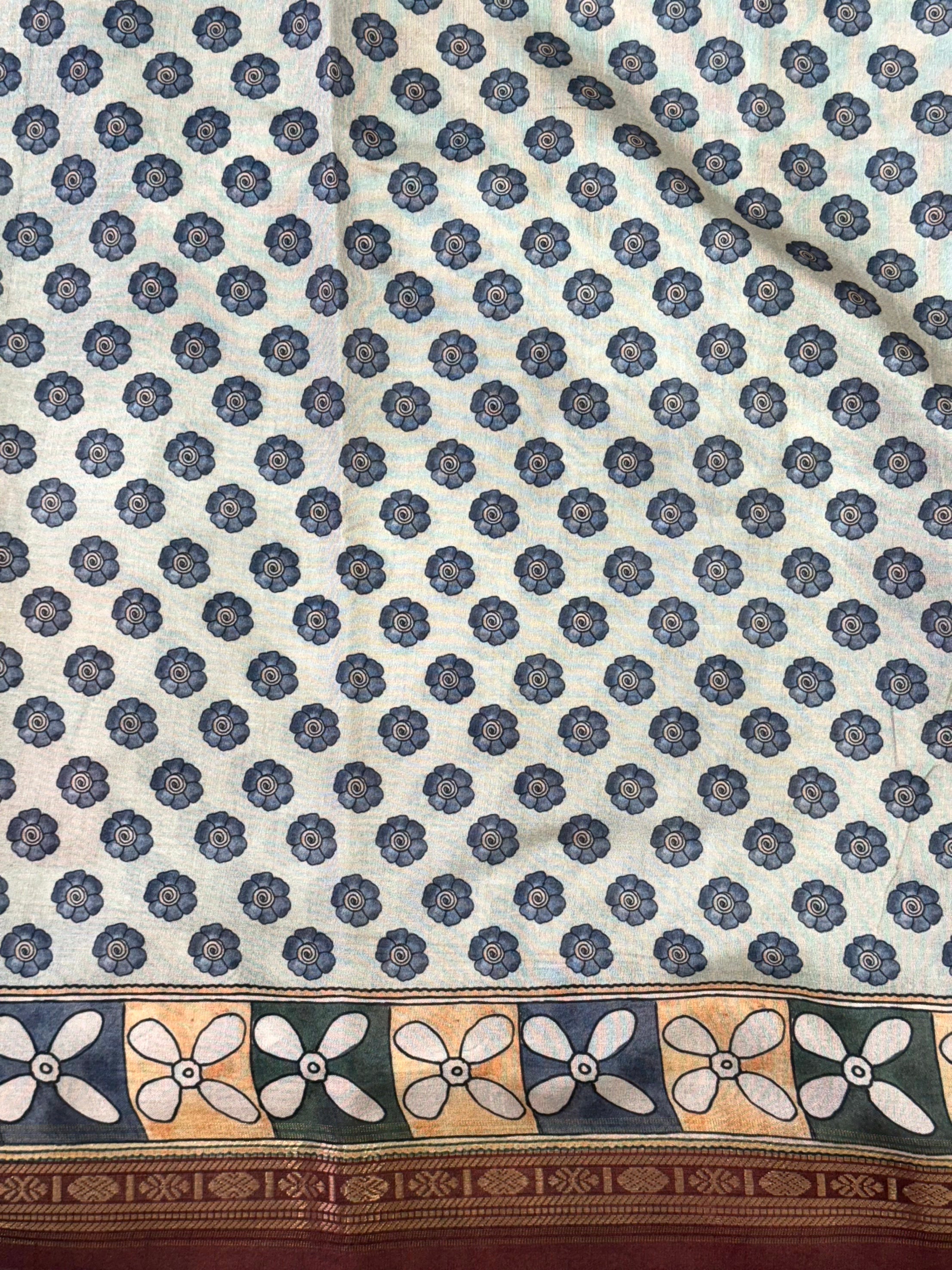 Elegant Soft Silk Ikkat Kalamkari Saree


