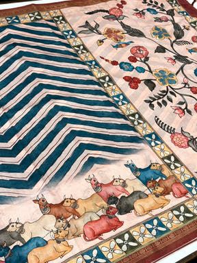 Heritage Soft Silk Ikkat Kalamkari Saree


