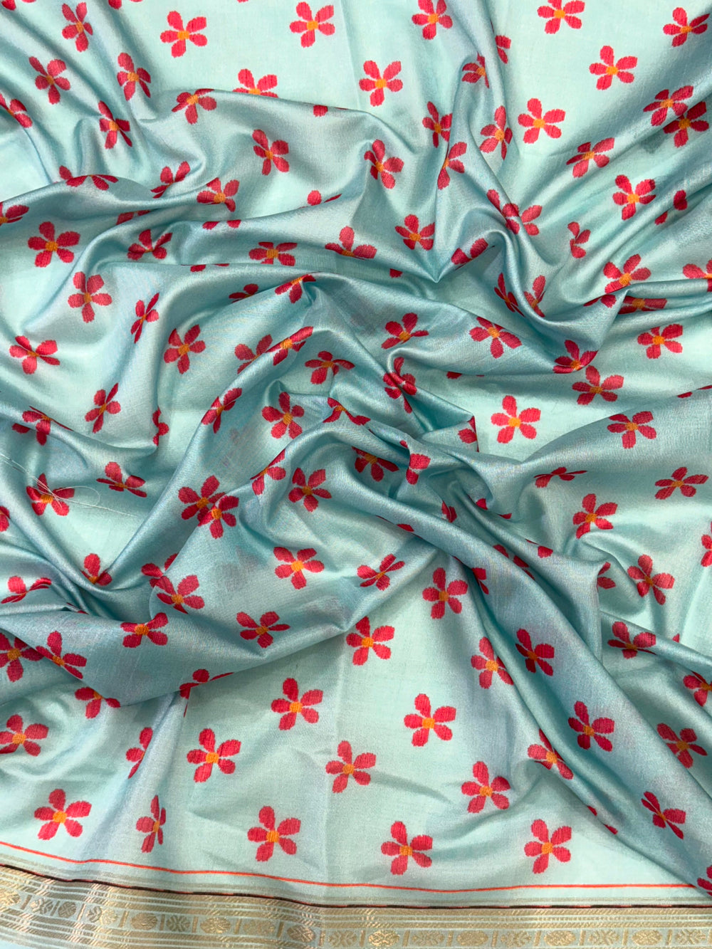 Blue Digital Rudraksh Border Saree