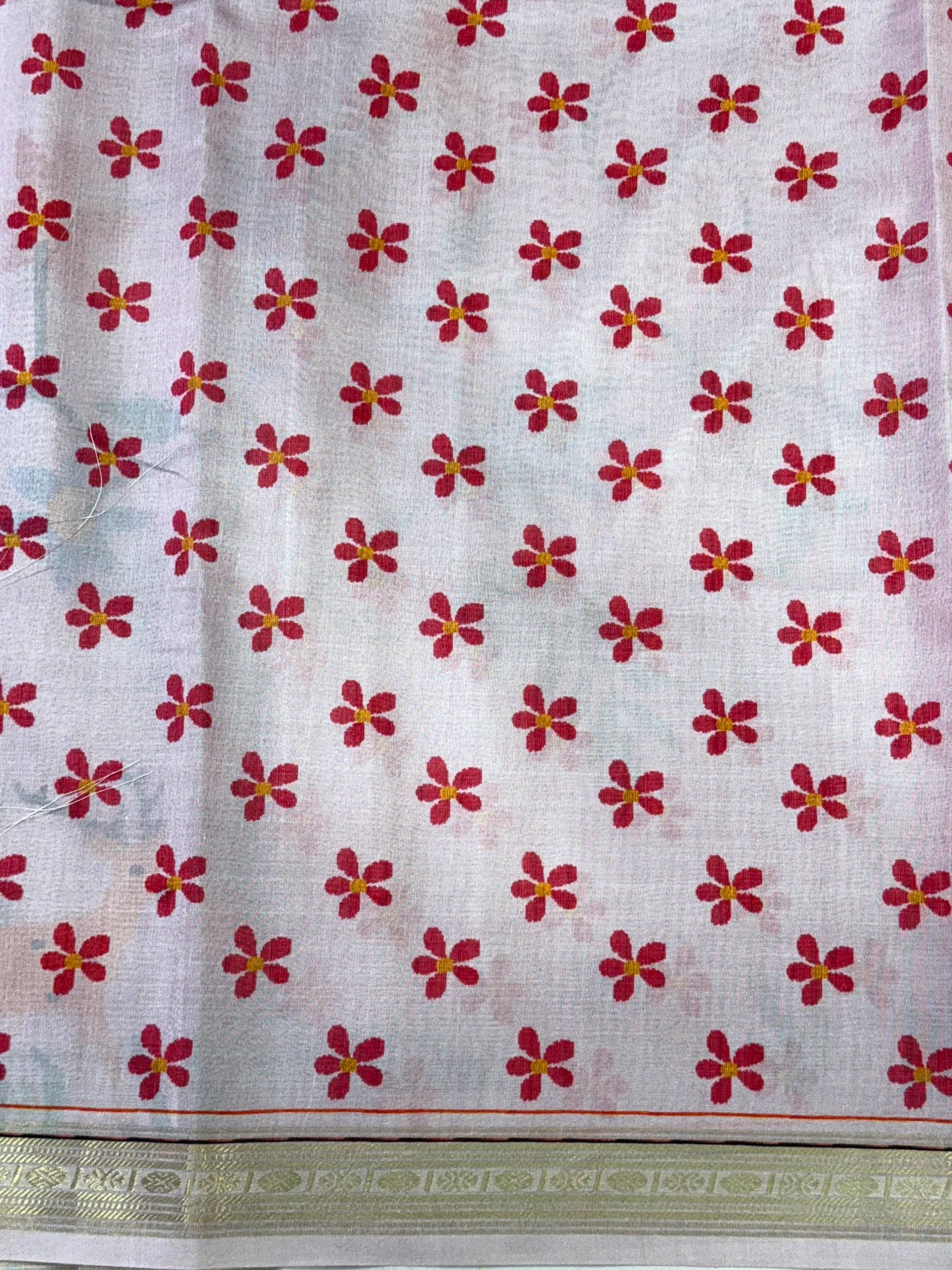 Pink Digital Rudraksh Border Saree