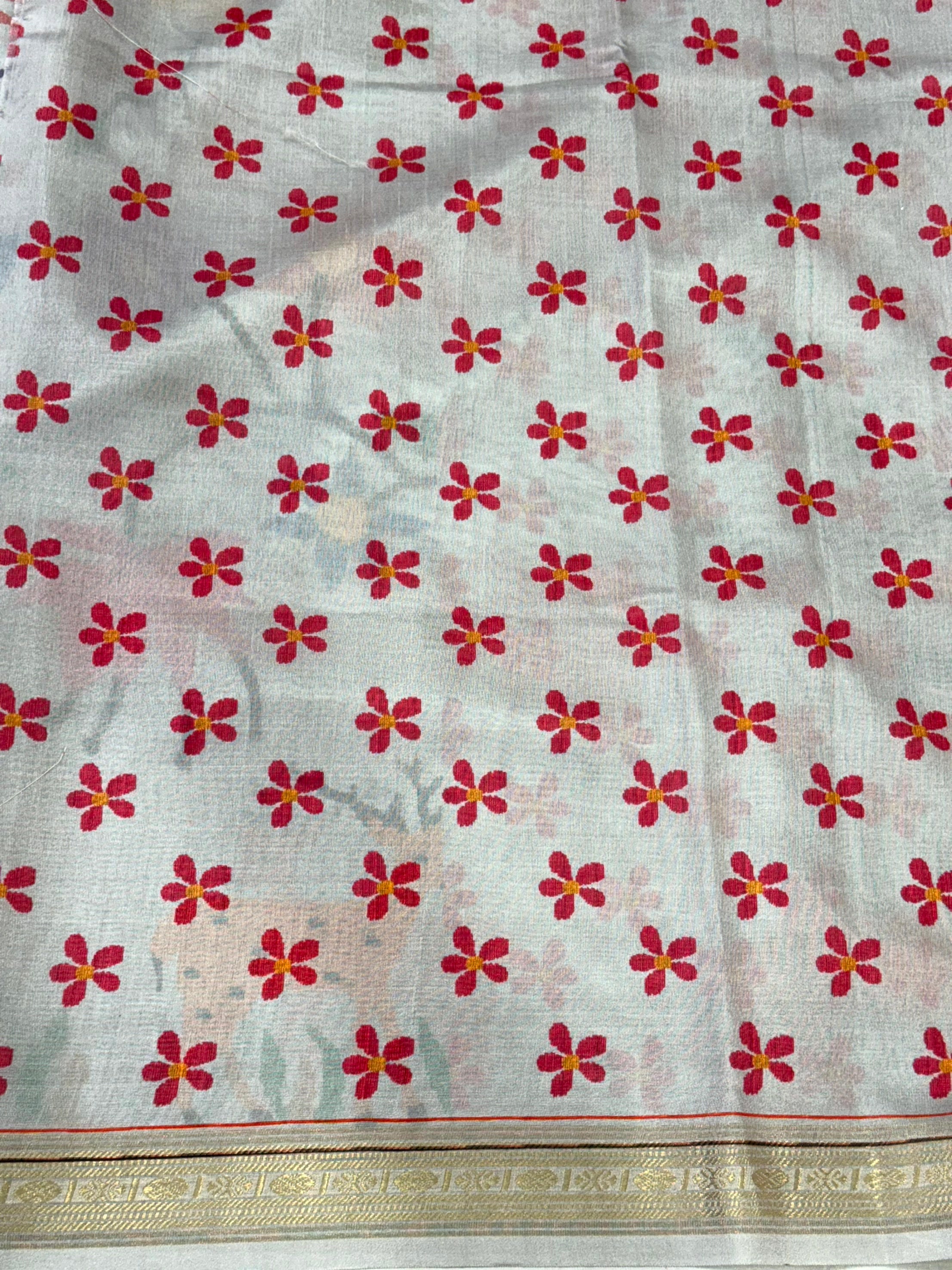 Grey Digital Rudraksh Border Saree