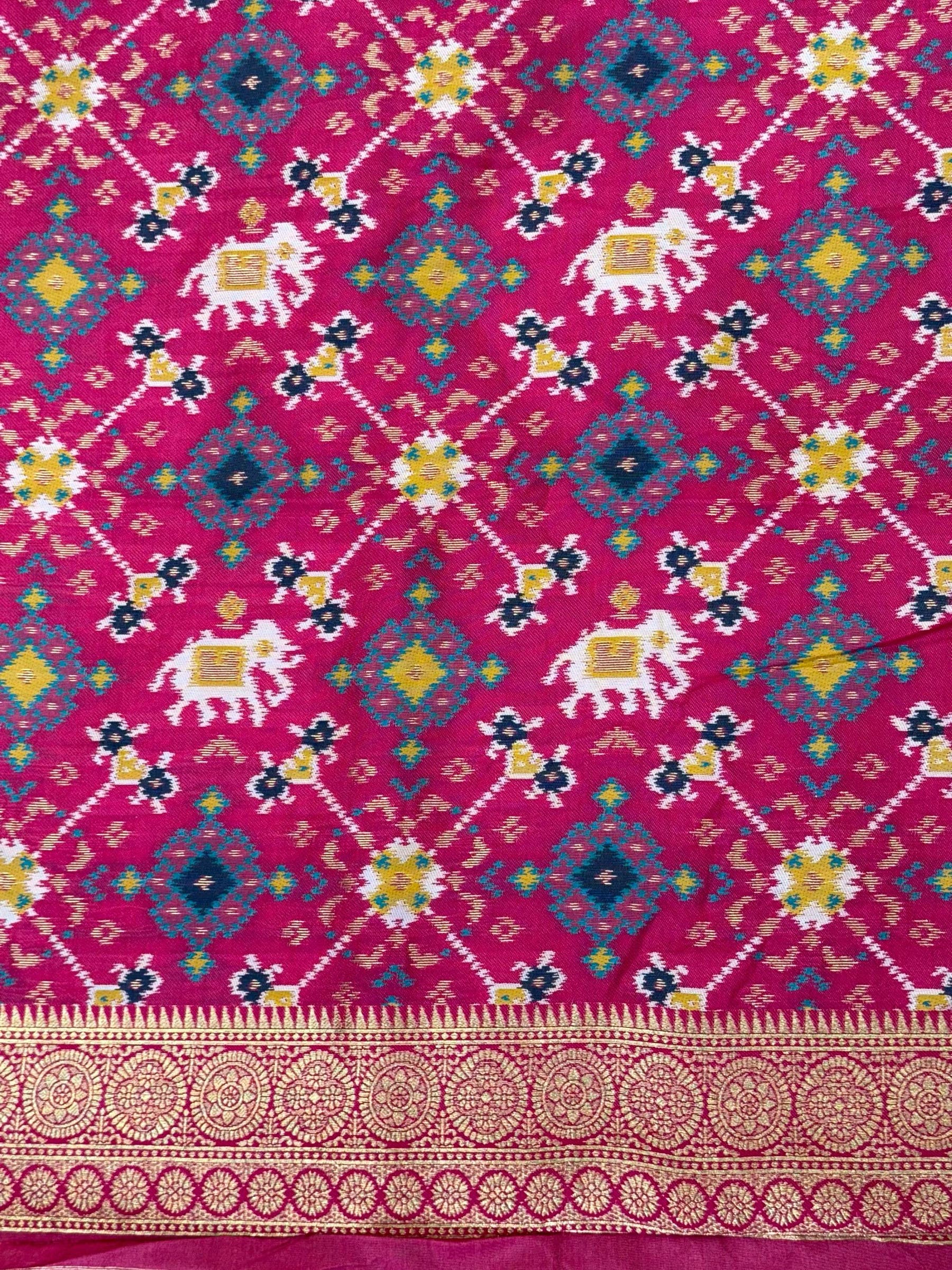 Elephant Ikkat Banarasi Soft Silk Saree


