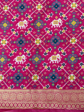 Elephant Ikkat Banarasi Soft Silk Saree


