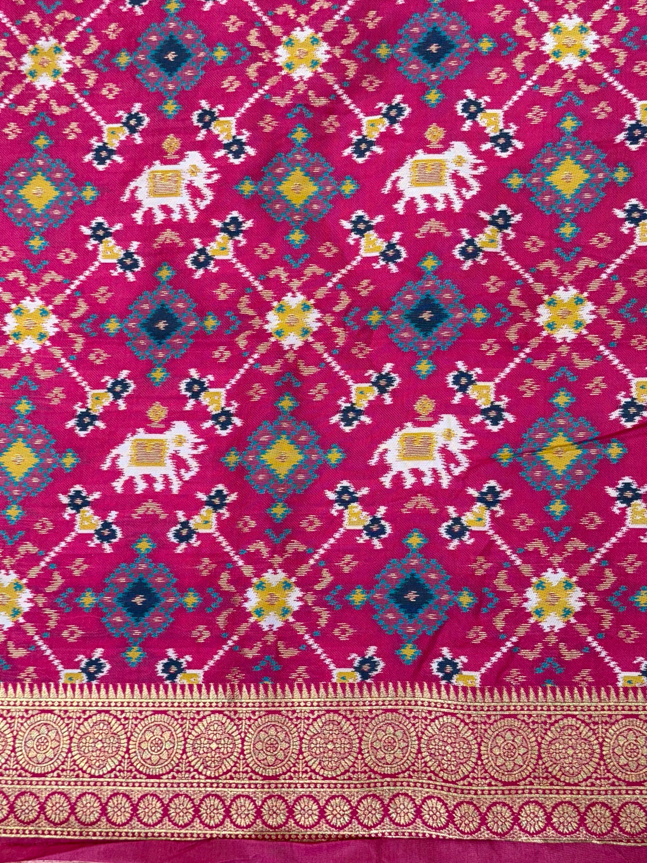 Elephant Ikkat Banarasi Soft Silk Saree



