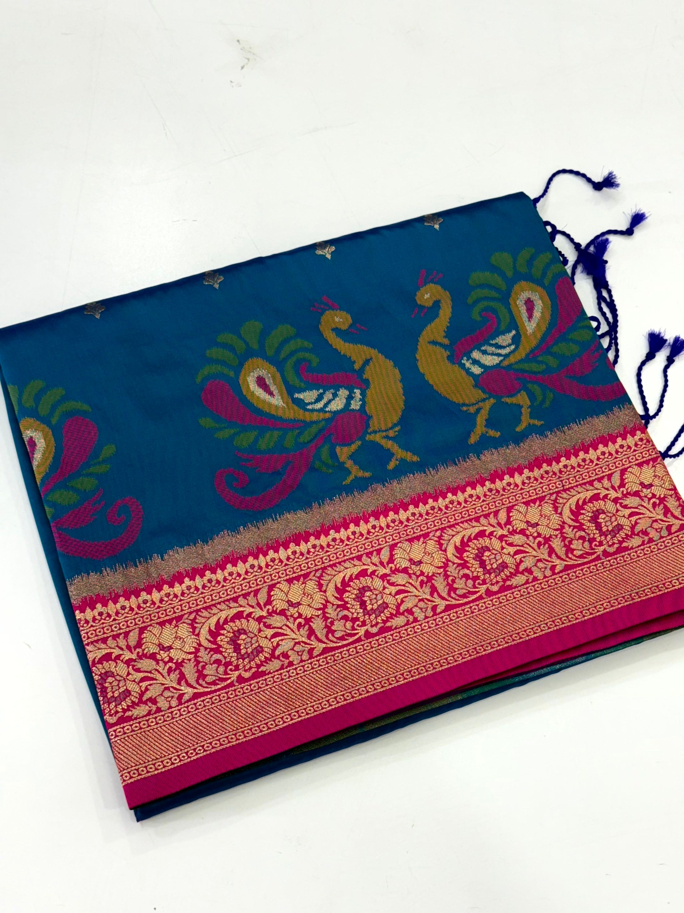 Regal Minakari Peacock Soft Silk Saree