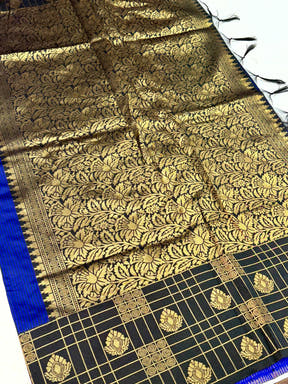 Black Gadwal Border Banarasi Katan Saree