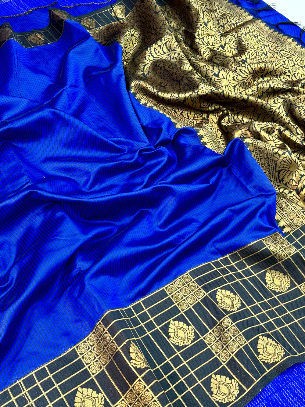 Black Gadwal Border Banarasi Katan Saree