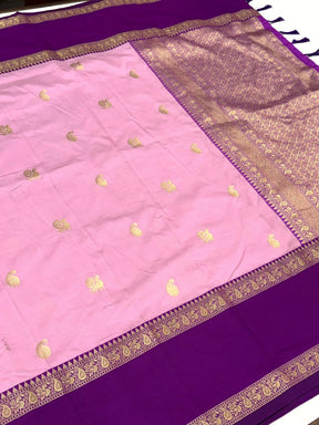 Pink Gadhwal Pure Soft Silk Saree