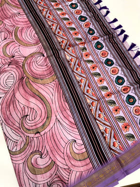 Purple Soft Silk Ocean Wave Patterns Saree