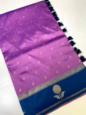 Lavender Cationic Soft Silk Saree