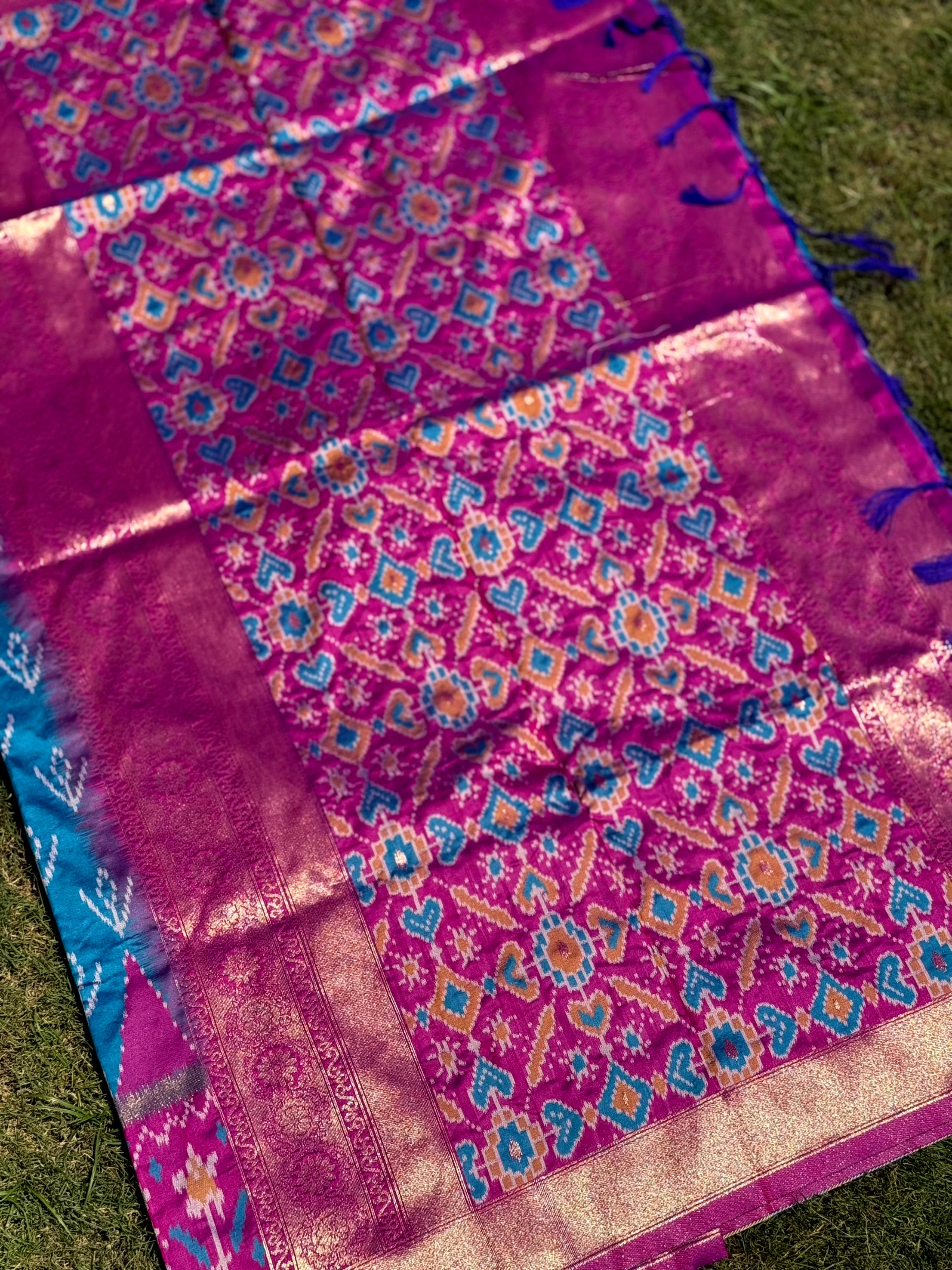 Ethereal Sky Blue Soft Silk Ikkat Saree
