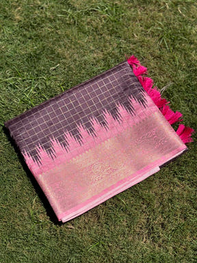 Brown Banarasi Silk Gadwal Pattu Saree