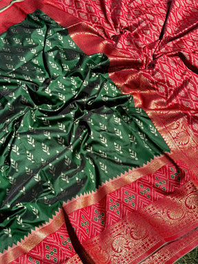 Radiance Green Soft Silk Ikkat Saree