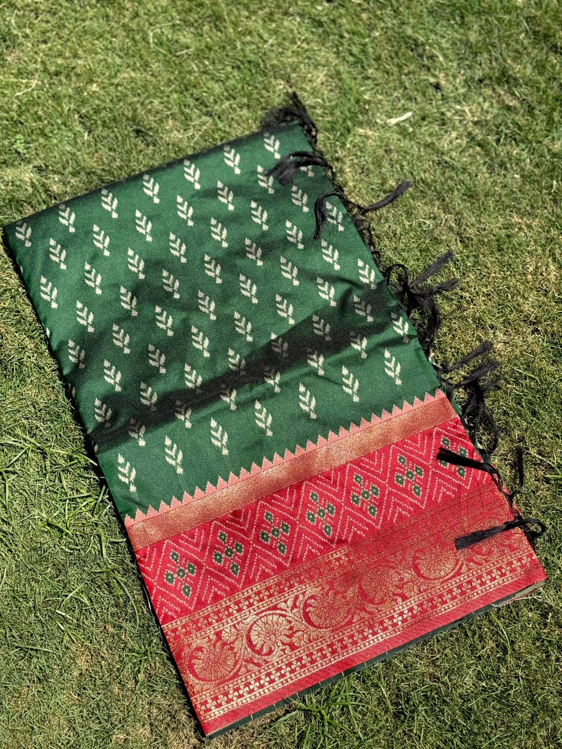 Radiance Green Soft Silk Ikkat Saree