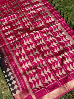 Radiant Black Soft Silk Ikkat Saree