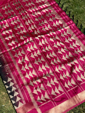Radiant Black Soft Silk Ikkat Saree