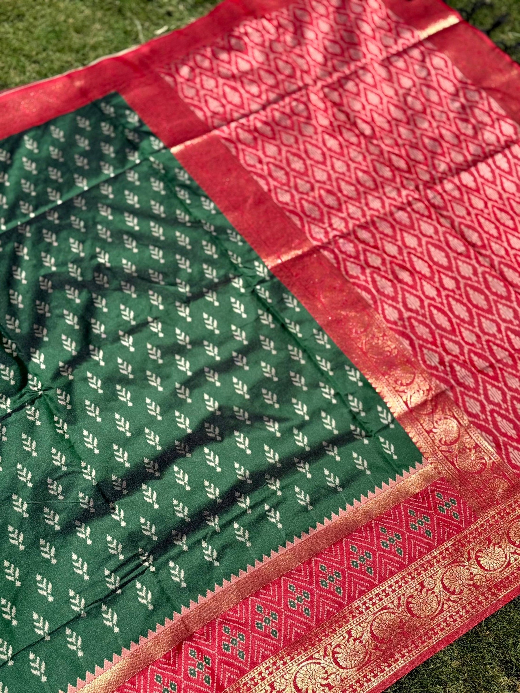 Radiance Green Soft Silk Ikkat Saree